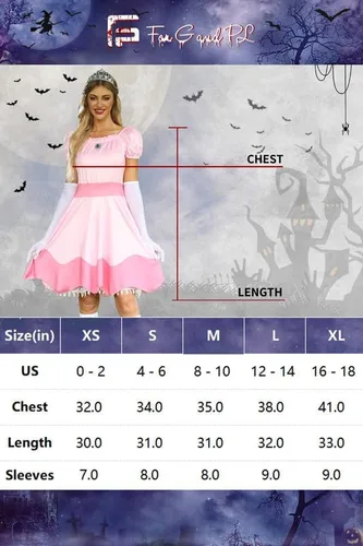 Vista 6 de For G and PL Disfraz de princesa de manga corta para Halloween con corona