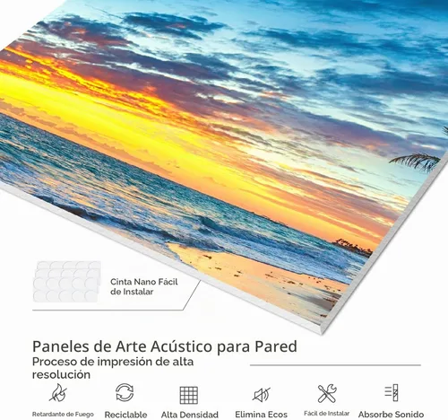 Vista 4 de Olanglab Paneles acústicos artísticos, paneles de pared absorbentes de sonido de 48 x 32 pulgadas para paneles de pared acústicos decorativos Playa B