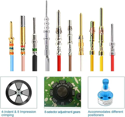 Vista 4 de JRready ST2165 M22520/1-01 Kit de herramientas de crimpado NEW-ASF1G Herramienta de crimpado con ajuste de tornillo universal UF2-5 y PH102