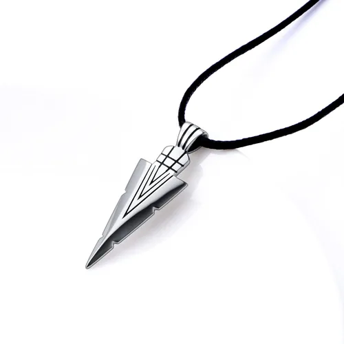 Vista 2 de Collar con colgante de plata de ley 925 Steampunk Flecha Flecha Cords Hip Hop para hombre