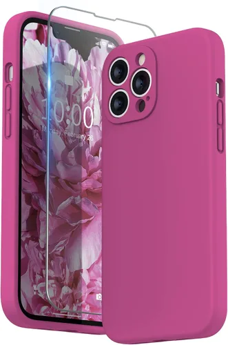 Vista 21 de SURPHY Funda compatible con iPhone 13 Pro Max con protector de pantalla, (protección de cámara + forro de microfibra suave), funda de silicona Negro