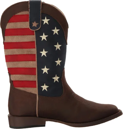 Vista 6 de ROPER Botas unisex de American Patriot Western para niños, Marrón