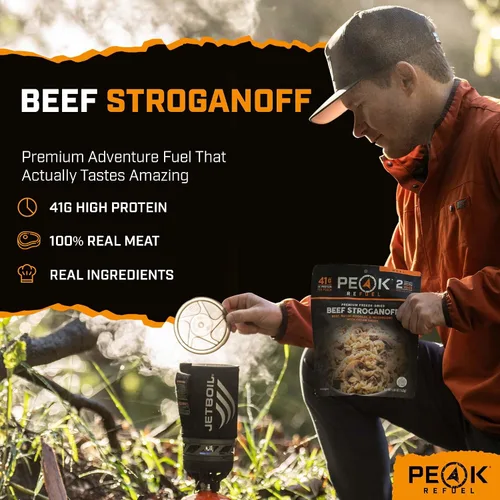 Vista 4 de Peak Refuel Beef Stroganoff - Comidas para acampar liofilizadas, carne real