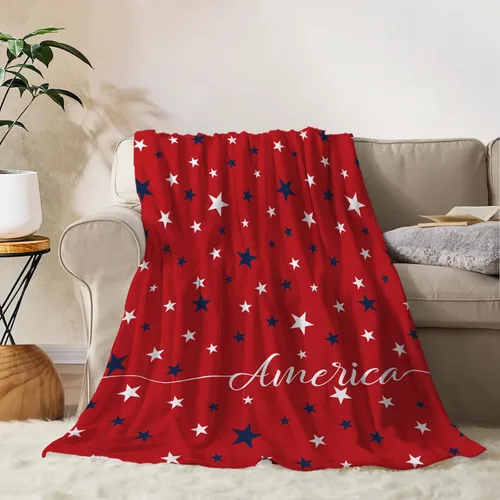 Vista 19 de YeeJu Manta de bandera estadounidense para bebé, patriótica para el 4 de julio, Día de los Caídos, 4 de julio, manta de forro polar para niños