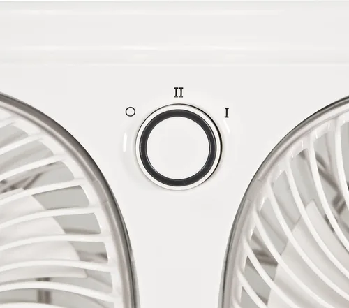 Vista 6 de Comfort Zone CZ329WT Ventilador de ventana doble de 9" con ventiladores giratorios de 180°, 2 velocidades, pantalla anti-insectos de plástico