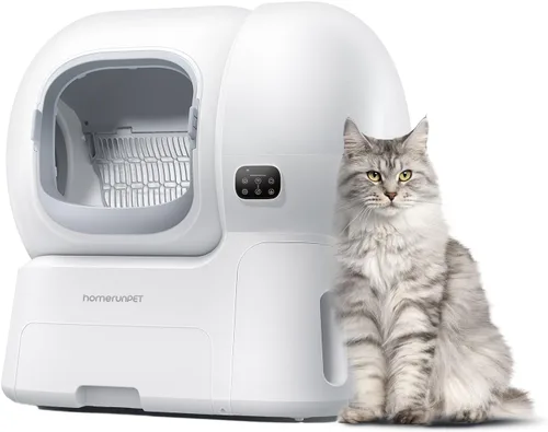 Vista 8 de Homerunpet Caja de arena autolimpiante para gatos grandes con rampa elevada