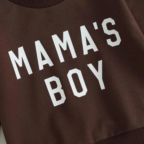 Vista 7 de Conjunto de 2 piezas de ropa para bebé niña y niño, sudadera con letras de mamá y niño, conjunto de 2 piezas