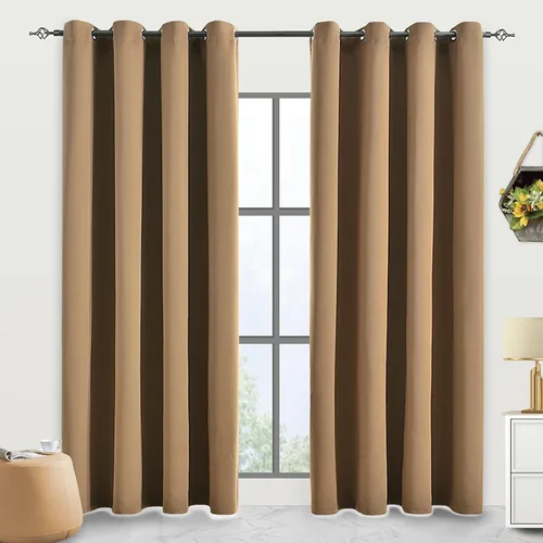 Vista 17 de Cortinas opacas para dormitorio, con aislamiento térmico y bloqueo de luz, para oscurecer la habitación, cortinas con ojales sólidos para ventana