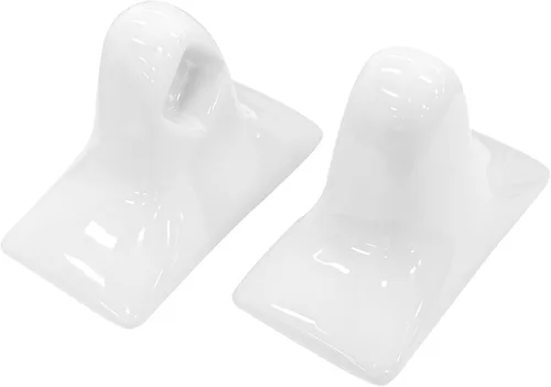 Vista 9 de Paquete de 2 toalleros de porcelana para barra de toallero, soporte de poste de soporte de azulejos, soporte de cerámica para toallas de baño, Beige