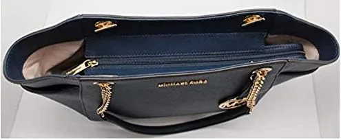 Vista 4 de MICHAEL Michael Kors Jet Set viaje Saffiano cadena grande hombro Total estilo 35T5GTVT3L Navy SaffianoGold Hardware