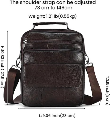 Vista 4 de JOYIR Men's Genuine Leather Shoulder Bag Messenger Crossbody Bag for Travel Work Business Leather Purse