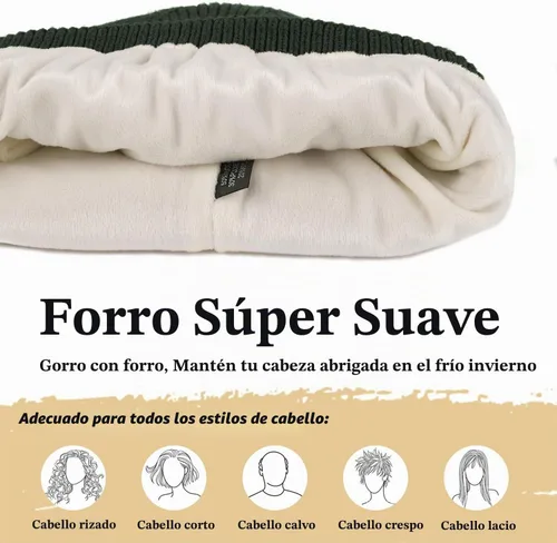 Vista 2 de Wmcaps – Gorro de invierno para hombre y mujer, gorro de punto suave y cálido con forro vellón Verde militar