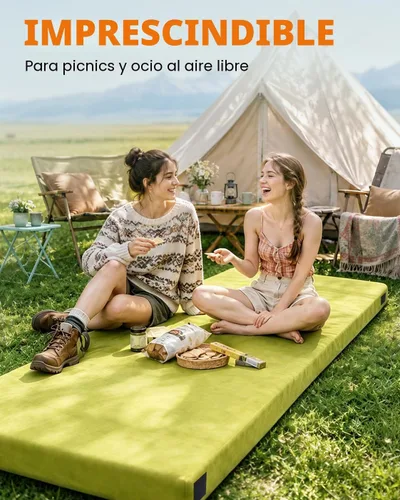 Vista 8 de Colchón de camping de espuma viscoelástica GAIALOOP extra grueso de 4 pulgadas, colchón de suelo enrollable para dormir en campamento, colchoneta