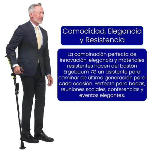 Vista 7 de Nueva generación Ergobaum ergonómico muleta/bastón (unidad individual) Ergobaum de una sola unidad que actúa como un bastón de rendimiento fuerte