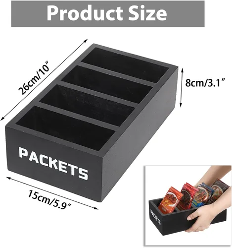 Vista 2 de BSTKEY Organizador de paquetes de condimentos, organizador de almacenamiento de paquetes de alimentos con 4 compartimentos, organizador