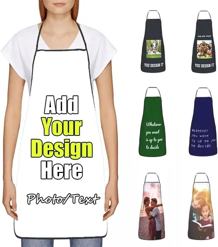 Vista 43 de Delantal Personalizado, Diseña Tu Propio Delantal de Cocina para Cocinar, Sube Tus Fotos Favoritas Logo, Añade Cualquier Nombre o Texto
