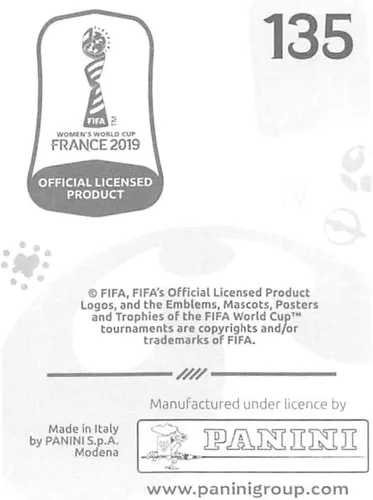 Vista 2 de 2019 Panini FIFA Women's World Cup France Album Stickers (Individual Sticker Only) Soccer #135 Wang Shanshan China PR 2 Inch by 2 1/2 Inch