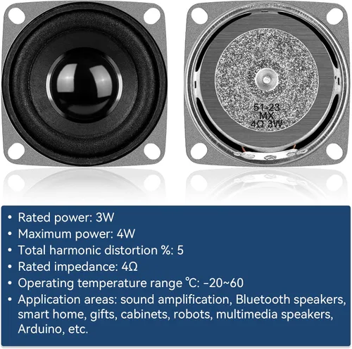 Vista 2 de MakerHawk 2 "4 ohmios 3W gama completa altavoz de audio estéreo Woofer altavoz para Arduino (4pcs)