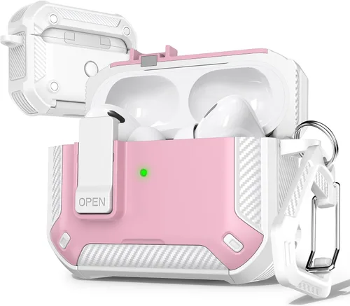 Vista 88 de R-fun Funda de carga compatible con AirPods de 2ª generación 2019, 1ª generación 2016, protección completa contra caídas, tapa desplegable