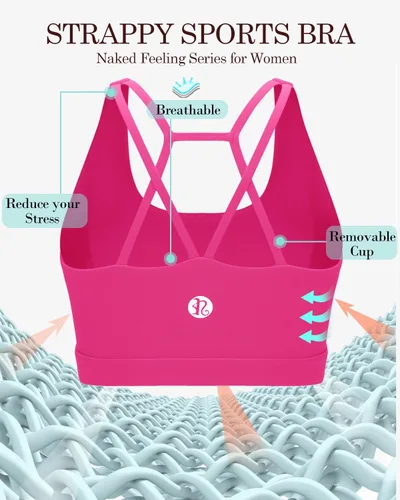 Vista 14 de Brasieres deportivos para mujer, con relleno, tipo camiseta sin mangas, sexis, con espalda cruzada, de alto impacto, largos, ideales para practicar