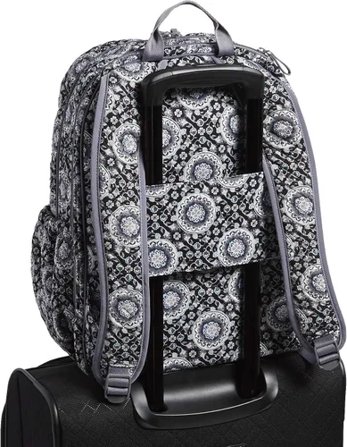 Vista 7 de Vera Bradley - Mochila Campus de algodón, para mujer, Medallón de carbón