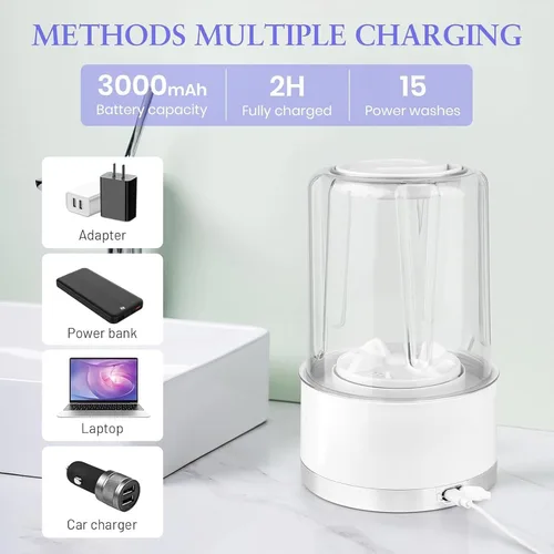 Vista 4 de Mini lavadora – Máquina de ropa interior de 1 litro, herramienta de limpieza de sujetadores suaves, unidad eficiente de doble modo, dispositivo