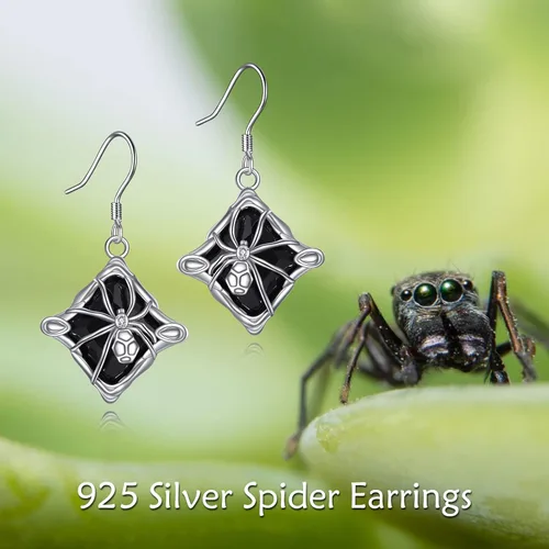 Vista 6 de Pendientes de corazón de brujas, rosa gótica, estetoscopio, calavera, plata de ley 925, joyería gótica de rosa negra para mujer