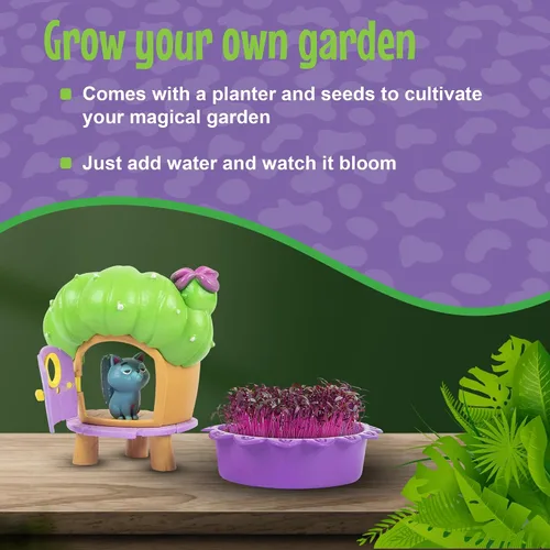 Vista 3 de My Fairy Garden Nettles' Nook Mini Terrarium - Pequeño jardín con hada de sombra y muñeca de gato - Cultiva tu propio mini kit de jardín - Juego