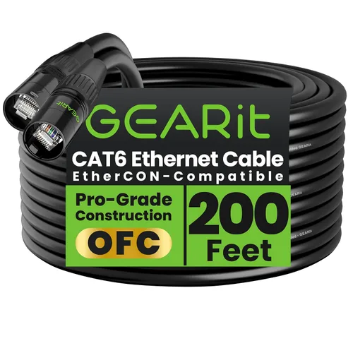 Vista 33 de GEARit Cable Ethercon CAT6 blindado (3 pies) de audio profesional e iluminación RJ45 EtherCON Cable compatible con EtherCON para estudio, escenario