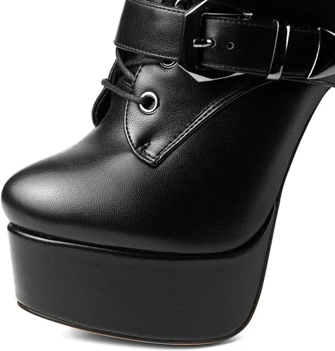 Vista 6 de ANN CREEK Botas de tacón de aguja ultra altas 'Batian' con plataforma y cordones