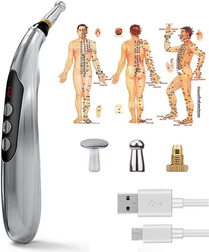 Vista 6 de Winnes Bolígrafo de acupuntura electrónico de accupresión, recargable por USB, para alivio del dolor, Meridianos eléctricos, bolígrafo masajeador