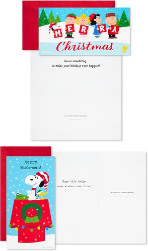 Vista 6 de Hallmark Peanuts - Juego de tarjeteros o portamonedas de Navidad, Charlie Brown y Snoopy (36 tarjetas con sobres)