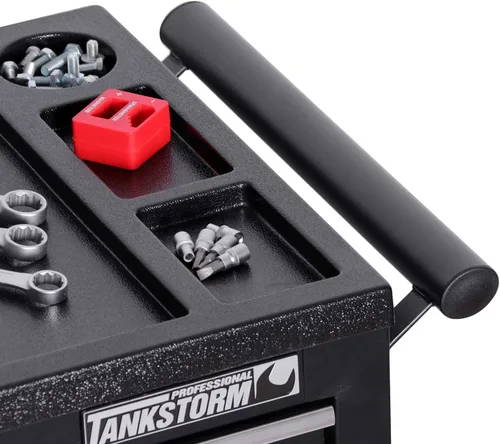 Vista 5 de 66 cm Caja de herramientas profesional con carro de acero de alta resistencia, caja de herramientas con ruedas con 4 cajones con cerradura