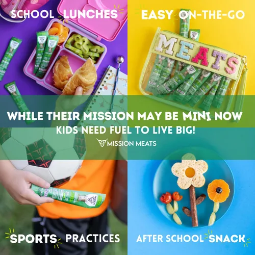 Vista 4 de Mission Meats - Palitos de carne para niños, 100% alimentados con pasto y criados en pastos, aperitivos saludables para niños, proteínas sin azúcar