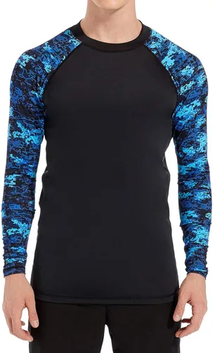 Vista 3 de UPSOWER Men's Rash Guard Long Sleeve UPF50+ Swim Shirts