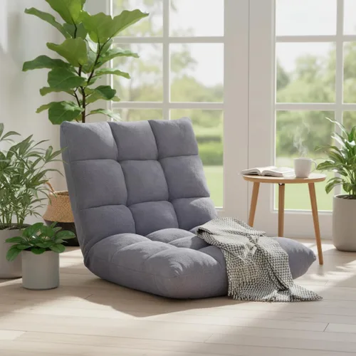 Vista 13 de S AFSTAR Silla de Piso Acolchada, Reclinable Perezosa Acolchada Ajustable de 14 Posiciones con Cómodo Soporte de Espalda y Funda Amigable