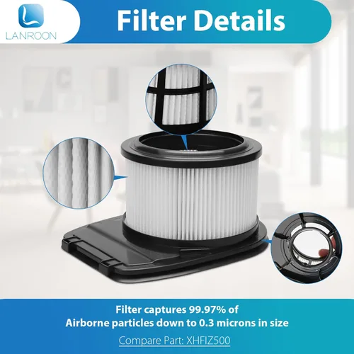 Vista 3 de IZ662H - Filtro para Shark IZ662H IZ631H WZ531H IZ682H Vertex Pro aspiradora inalámbrica ligera, parte XHFIZ500 y XFFKIZ600, paquete de 2 filtros