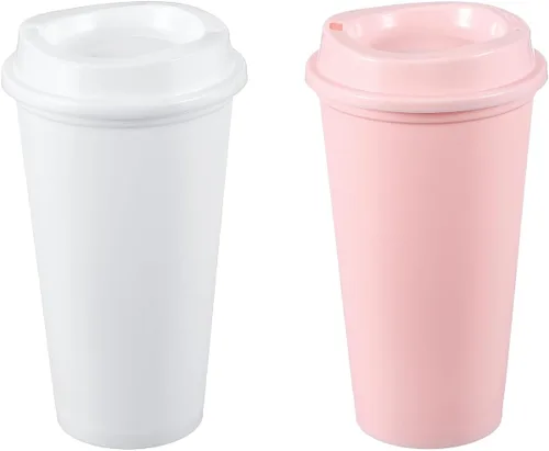 Vista 15 de uxcell 2 tazas reutilizables para café, 16 onzas, café de viaje, color azul Azul claro