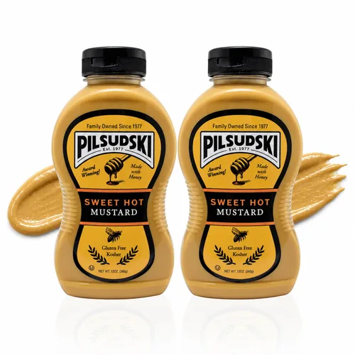Vista 2 de Pilsudski's Brand Mustard - Botella exprimible de 12 onzas, condimentos perfectos para cualquier plato (12 onzas líquidas (paquete de 4), Mustard