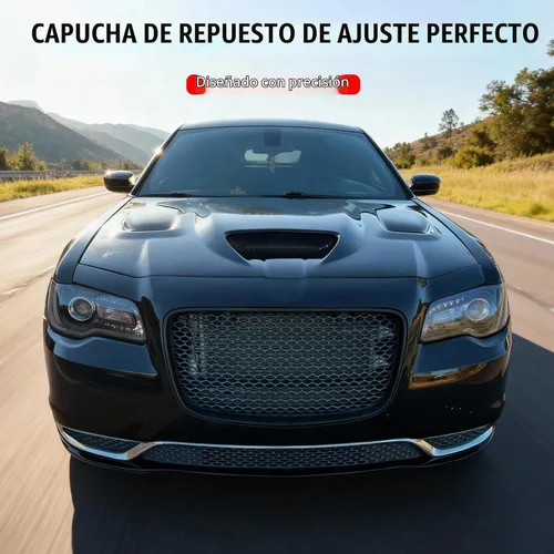 Vista 2 de Compatible con Chrysler 300 todos los modelos 2011-2023 Panel de capó SRT Negro