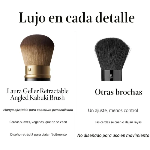 Vista 9 de LAURA GELLER NEW YORK - Brocha retráctil con mango de aluminio Kabuki, para todo el maquillaje facial y base para maquillaje facial líquido, crema