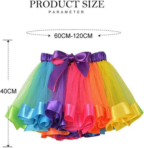 Vista 3 de REETAN Rainbow Tutu Skirts Colorful Tulle Skirt Ribbon Layered Dance Party Tutu Costume for Women and Girls