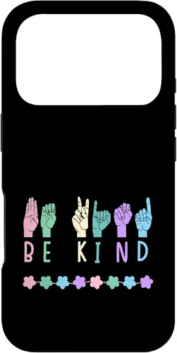 Vista 30 de Sign Language Be Kind Kindness ASL Pastel Pink Purple Blue Case for iPhone 16