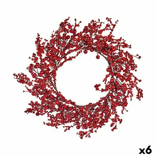 Vista 2 de Corona de Navidad Krist+ Rojo Plástico 48 x 10 x 48 cm (6 Unidades)