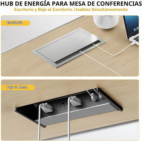 Vista 11 de Kungfuking Regleta de alimentación empotrable con USB C PD 30W, mesa de conferencias, caja de conectividad giratoria con interruptor y carcasa