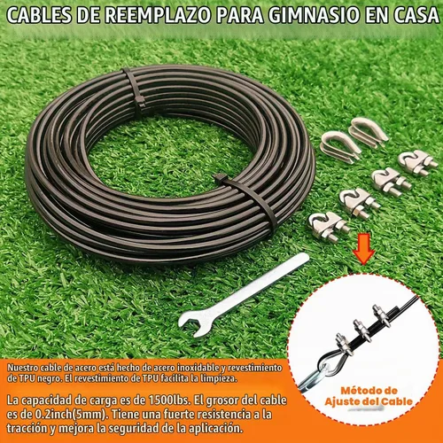 Vista 4 de Cable de polea para gimnasio en casa, cable de repuesto para máquina de cable de polea, longitud de la cuerda de alambre de 65.6/98.4 pies
