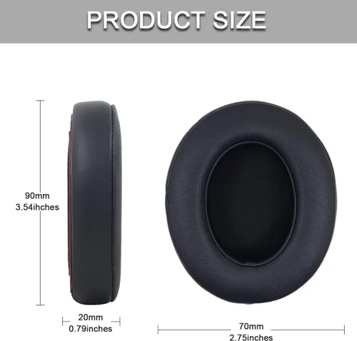 Vista 3 de Almohadillas de repuesto para auriculares Beats Studio 2 y Studio 3 con cable e inalámbricos, almohadillas de repuesto para auriculares con Negro