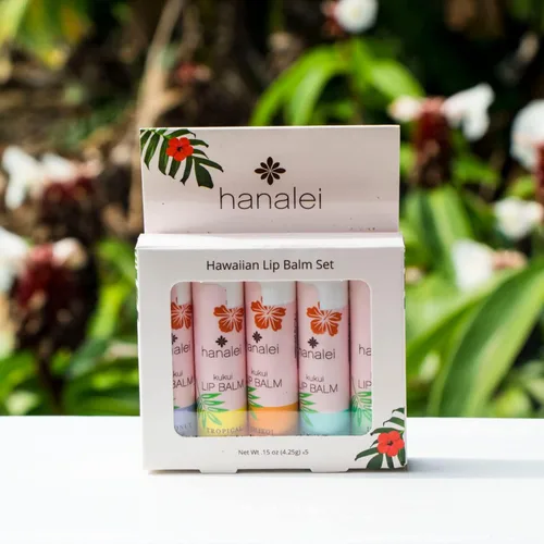 Vista 7 de Hanalei Paquete variado de bálsamo labial e hidratante (5 tubos), cuidado hidratante con aceite natural de Kukui y cera de abejas, calma, repara