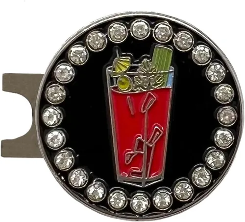 Vista 11 de Giggle Golf Happy Hour Bling Golf Ball Marker with Hat Clip.