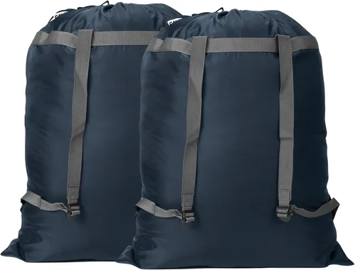 Vista 14 de Paquete de 2 mochilas para lavandería, 27 x 34 pulgadas, bolsa de lavandería resistente con correas para el hombro, cierre de cordón, mochila